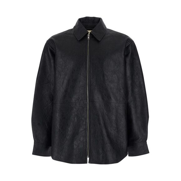 Sunflower Men Crinkle Leather Shirt